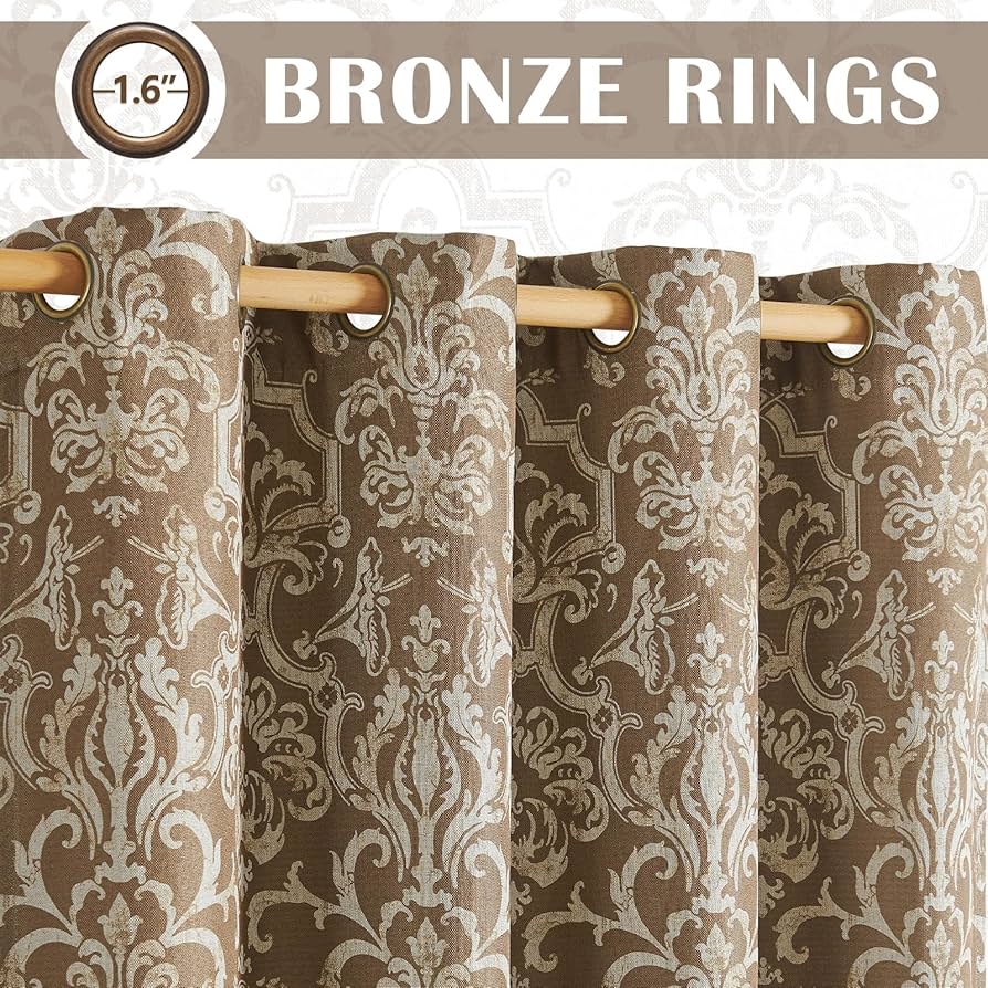 Best Curtains 製品 ,金色のサテン模様のライトブラウンのカーテン Amazon｜レースカーテン 和風 和柄 日本 さくら 桜 金色